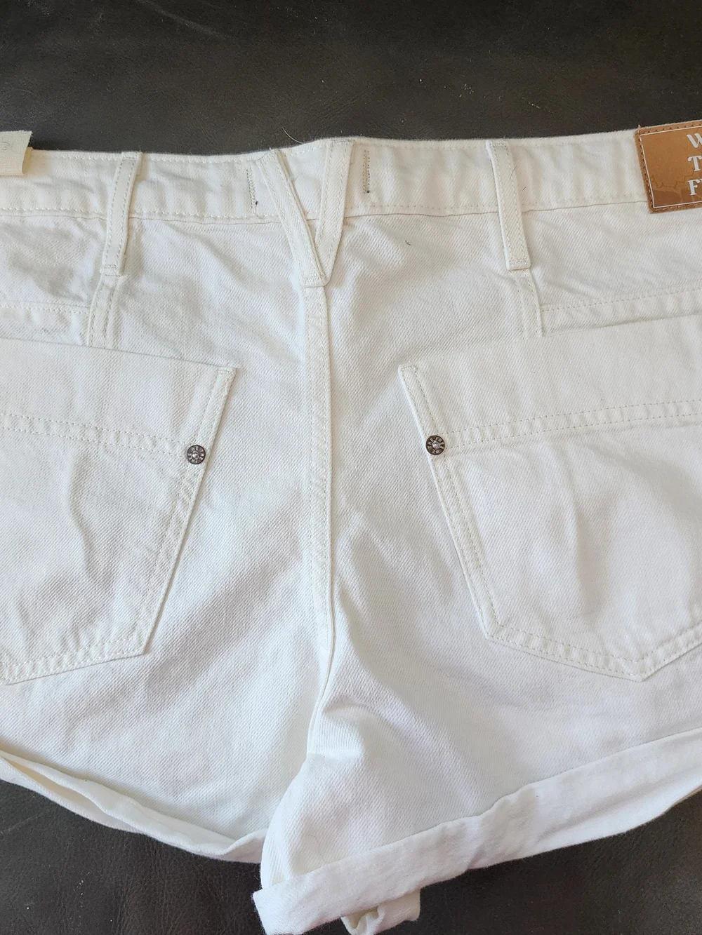 We The Free White High-Rise Roll Cuff Denim Shorts